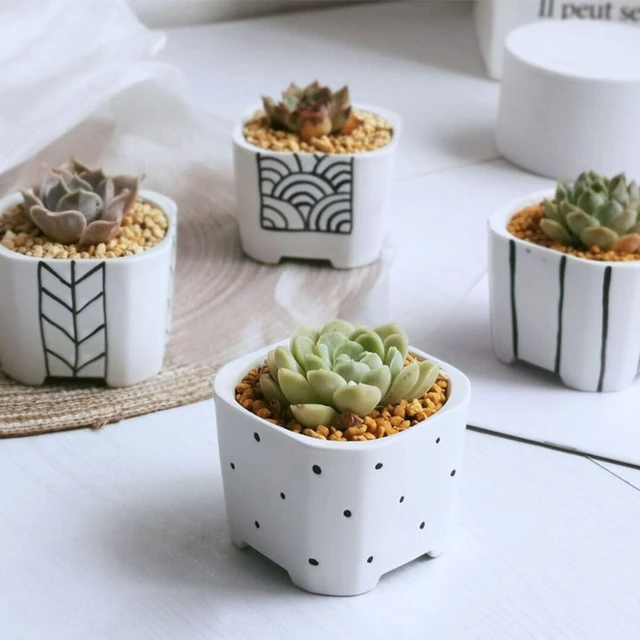 Mini Pot De Fleur Carré En Céramique, Pastorale, Noir Et Blanc, Plante  Verte, Art, En Pot, Balcon, Maison, Jardinage Créatif - Pots À Fleurs &  Jardinières - AliExpress