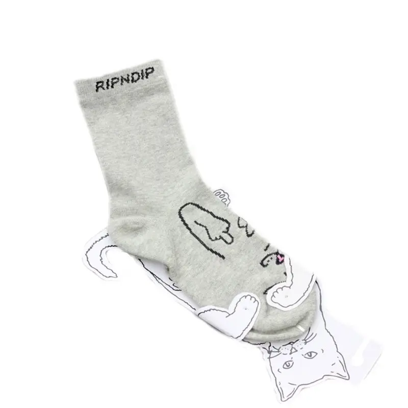 9 Unisex Unisex Couples Autumn Harajuku Trick Long Crew Socks Funny Spoof Cartoon Middle Finger Bad Cat Letters Printed Cotton 9 - Цвет: 9
