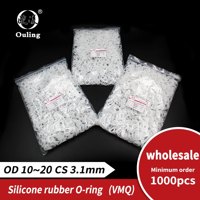 

Silicon wholesale 1000PCS/lot 3.1mm Thickness Silicone/VMQ OD10/11/12/13/14/15/16/17/18/19/20mm O Ring Seal Rubber Gasket Rings