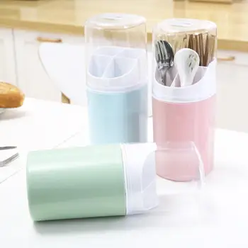 

1pcs Plastic Wall-mounted Drain Chopsticks Storage Tableware Chopstick Multifunctional Holder Dust-proof Box Kitchen Box St W3B7