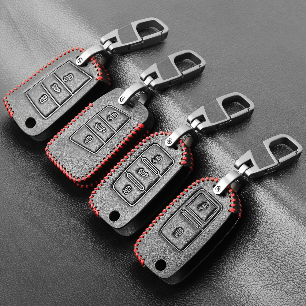 Чехол для ключей кожаный VW Golf Bora Jetta POLO GOLF Passat Skoda Octavia A5 A7 Fabia SEAT Ibiza Leon 2020|Футляр