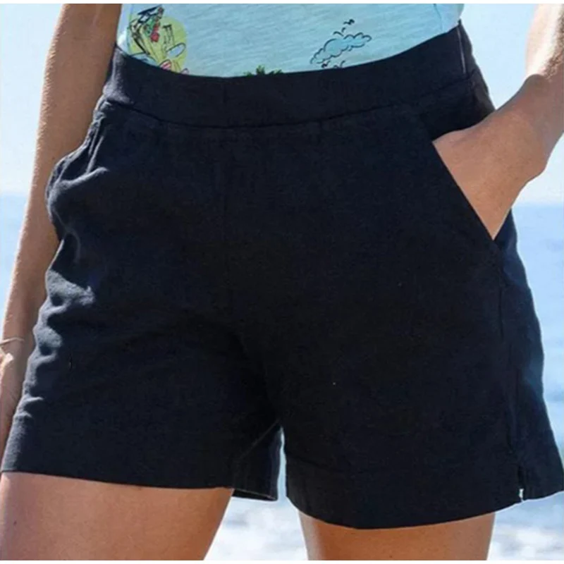 Women Summer Solid Shorts Cotton And Linen Trousers High Waist Ladies Loose And Comfortable Hot Breeches Ladies Casual Garments golf shorts