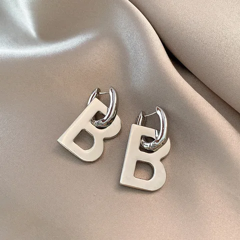 B Copper 16 K High Quality Drop Earrings for Women Men Trendy Elegant Korean Minimalist Gold Silver Color Earrings Gifts