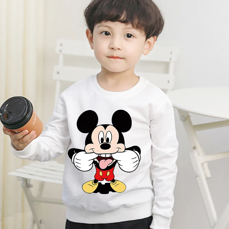 

Disney Children Clothes Mickey Minnie Cartoon Cute Letter Printed Top Boy Girl Hoodie Fashion Sweatshirt New Long Sleeve Clothes