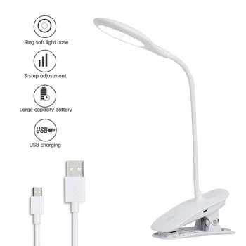 

LED Flexo Table Lamp Desk Lamp Touch Clip Study Lamps Magnifier Gooseneck Desktop Usb Table Light Rechargeable 18650 Battery #