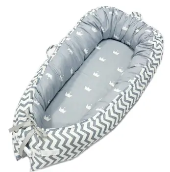 

80*50cm Crown Print Baby Nest Bed Portable Crib Travel Bed Infant Toddler Cotton Cradle For Newborn Baby Bassinet Bumper