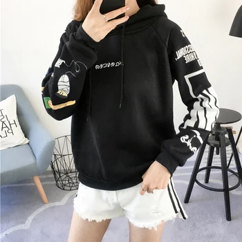 

Women Plus Size Autumn Winter Plus Velvet Thick Cartoon Hooded Head Long Sleeves Female Tops Clothes