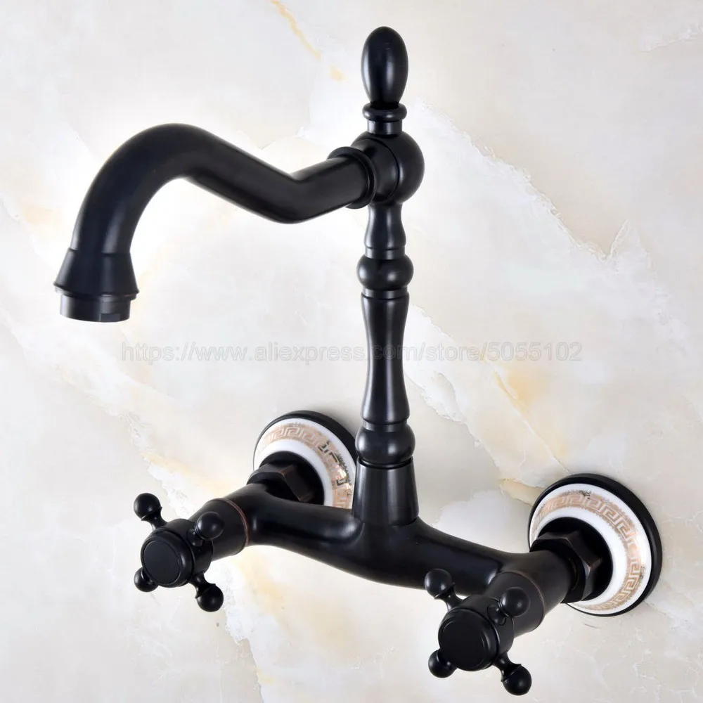 Bathroom Basin Sink Mix Tap Dual Handles Wall Mounted Kitchen Basin Sink Mixer Faucet znf873