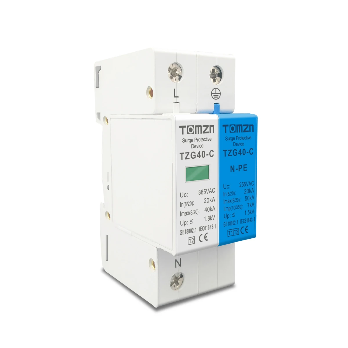 Устройство защиты от перенапряжения переменного тока SPD 1P + NPE 50KA T1 T2 385V