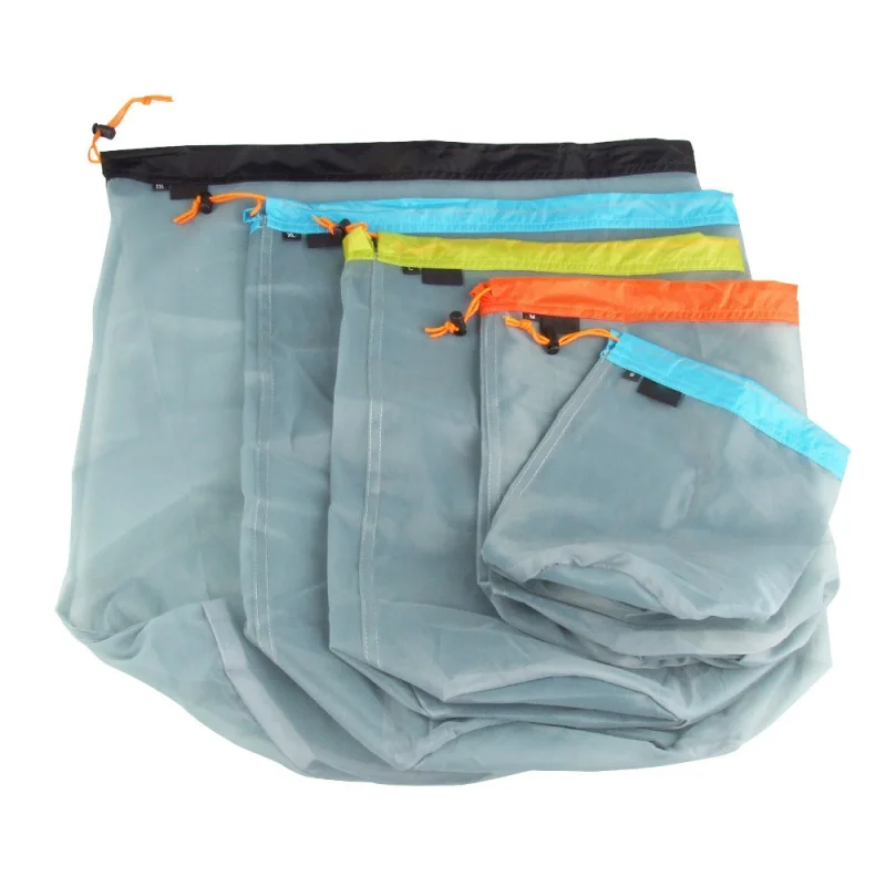 Сверхлегкий шнурок сетки материал мешок сумка для хранения Чехол для стирки Сумка Одежда Органайзер для тавеллинга для похода и кемпинга альпинизма