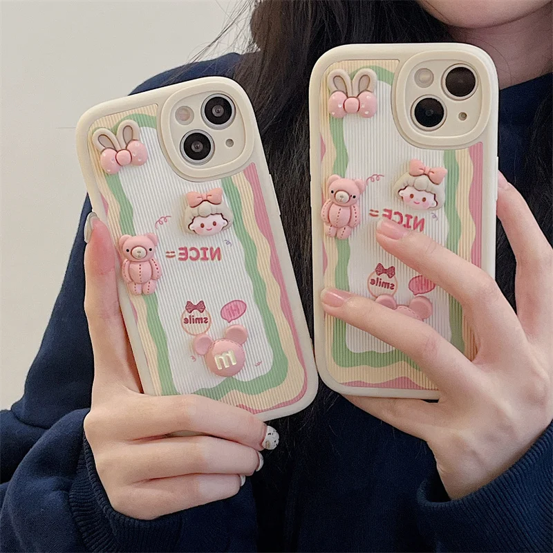 Корейский мультяшный 3D чехол для телефона с куклой iPhone 13 Pro Max 11 12 XS X XR Мягкий