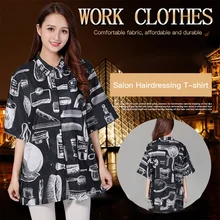 Barbershop одежда парикмахера-стилиста с модной печатью отворотом дизайн Рабочая одежда салон футболка парикмахера комбинезон для домашних животных фартук