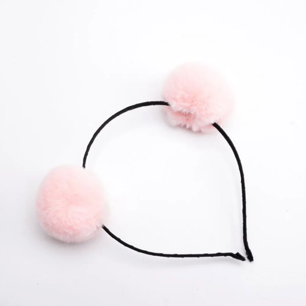 Light Pink 1 шт. цветная пушистая Меховая повязка на голову для девочек и женщин, головной убор принцессы, аксессуары для волос, вечерние головные уборы с помпоном - Цвет: Light Pink
