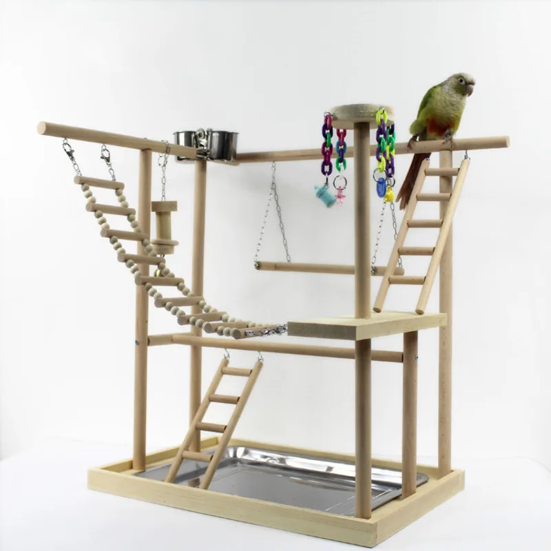 perchas de madera natural Juego de 2 perchas de madera natural para loro juguetes para pájaros perchas interactivas para jaula de pájaros Nynelly 