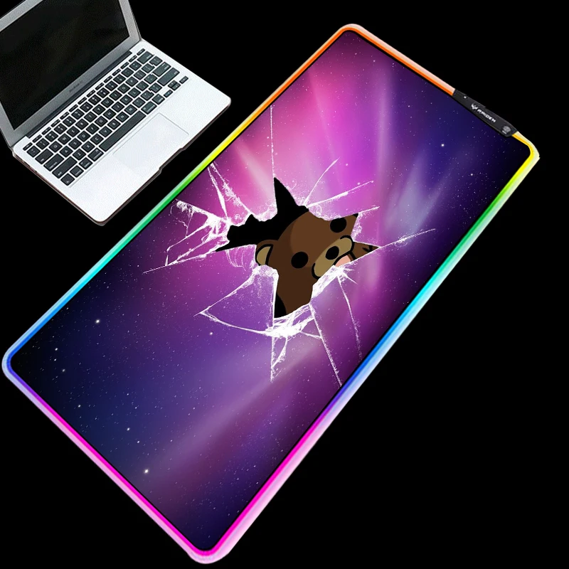 

Yuzuoan RGB broken glass cute bear mouse pad lock office non-slip table mat