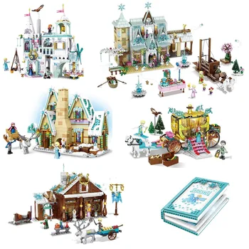 2020 New Princess Castle Elsa Ice Castle Princess Anna Set Model Building Blocks Toys Compatible Friends lepin elsa anna ice dream romantic castle 25002 model building blocks cinderella princess castle 25006 city set legoings friends