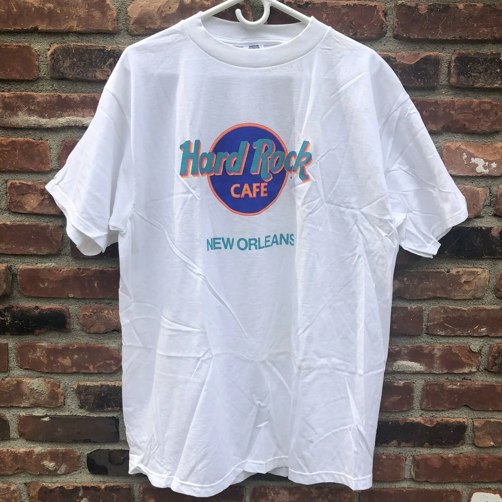 Vintage Hard Rock Cafe New Orleans T Shirt White Neon Xl Eccellente!