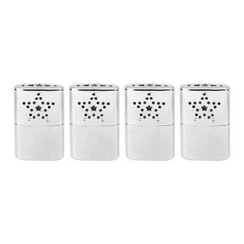 

4x Stainless Steel Reusable Pocket Heater Hand Warmer Handwarmer with Pouch