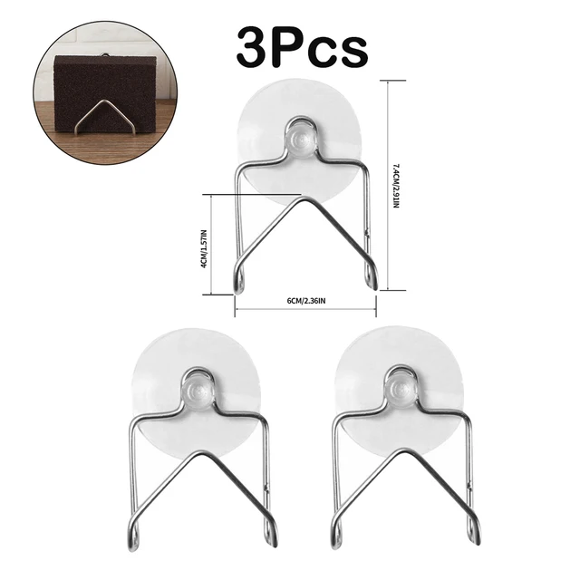 Kitchen Stainless Steel Sponges Holder Storage Rack Self Adhesive Sink Sponges Drain Drying Rack Kitchen Sink Storage Stand 3PCS Type A---3PC Holder