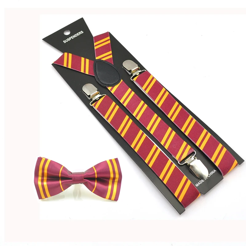 Женский и мужской желтый полосатый бордовый дизайн подтяжки для брюк брюки