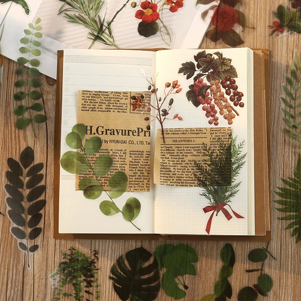 

40Pcs/set Leaves Plants Label Stickers DIY Bullet Journal Scrapbooking DIY Decor Sticker