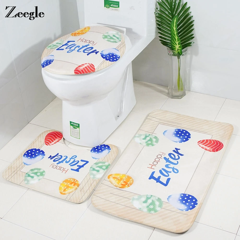 Zeegle 3 шт. Ковры для ванной комнаты, коврики для туалета, набор Противоскользящих ковриков для ванной комнаты, коврики для душа, моющиеся коврики для ванной комнаты, крышка для туалетной крышки