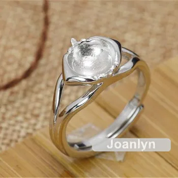 

Ring Blank for 6mm-10mm Round Beads or Pearls Adjustable Band White Gold Plated 925 Silver Ring Base JZ199
