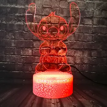 

Lilo and Stitch Lamp 3D Visual Safe of Baby Cartoon 7 Color LED Home Bedside Night Mood Light Holiday Birthday Gift Kids Toy