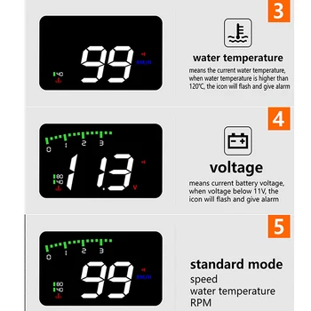 

A900 HUD Head-Up Display Car-styling Hud Display Overspeed Warning Windshield Projector Alarm System Universal Auto