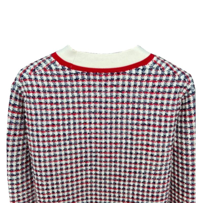 クリアランス通販売 女性用vネックセーター 長袖カーディガン 市松模様の刺pl エレガント 春と秋 見事なデザイン 日本公式サイト直販 Ongoing Southloopmarket Com