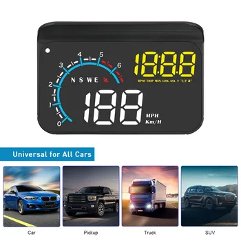 

Car Universal HUD Head Up Display OBD2 Head-Up Speed Projector Safe Driving System Security Alarm Water temp Overspeed RPM