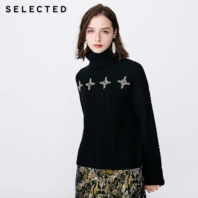 

SELECTED Autumn and winter new women's wool blend high collar loose sweater S |418425524