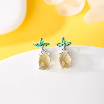 

Prevent allergy 925 Sterling Silver Crystal Pineapple Stud Earrings For Women Jewelry Pendientes eh179