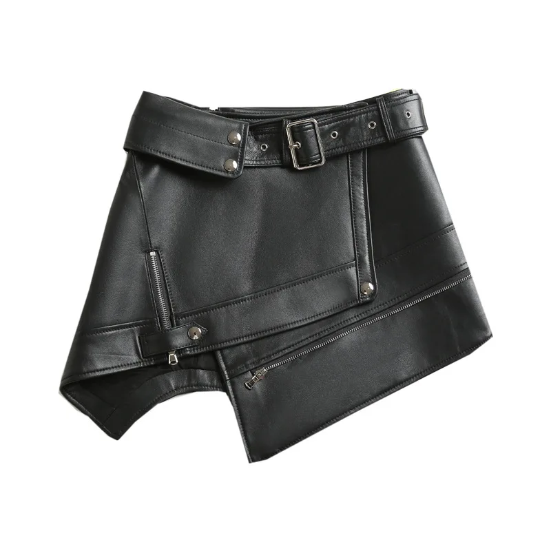Женская кожаная юбка с поясом модная черная мини юбка|Юбки| |