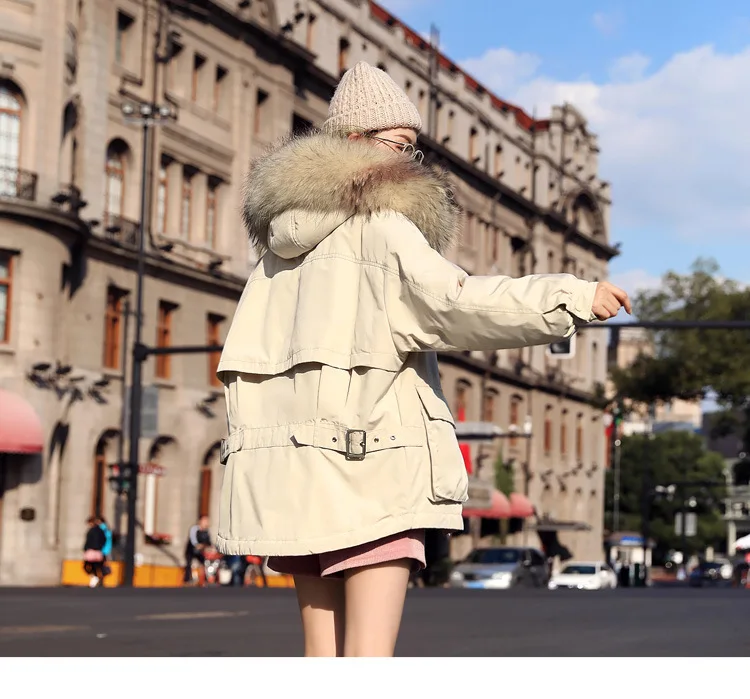 Winter New Style Raccoon Large Fur Collar Hooded down Feather Coat Women's Loose-Fit down Jacket Ysxy5866