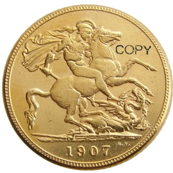 Редкий 1907 король Эдвард VII матовое позолоченное золото 1 Королевский (1 ЛСД) копия