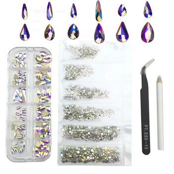 

3d Nail Art Decorations set mix Water droplets shape rhinestone crystal charms gems strsaa glass stones manicuer nails accessory