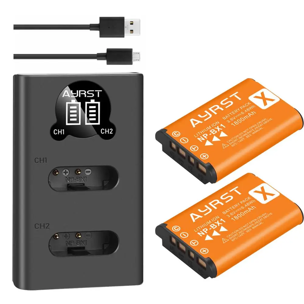 

2 шт. 1800 мА/ч, 4 шт. NP BX1 NP-BX1 батареи + Dual USB Зарядное устройство для Sony DSC-RX100 DSC-WX500 Характеристическая вязкость полимера HX300 WX300 HDR-AS15 HDR-AS30