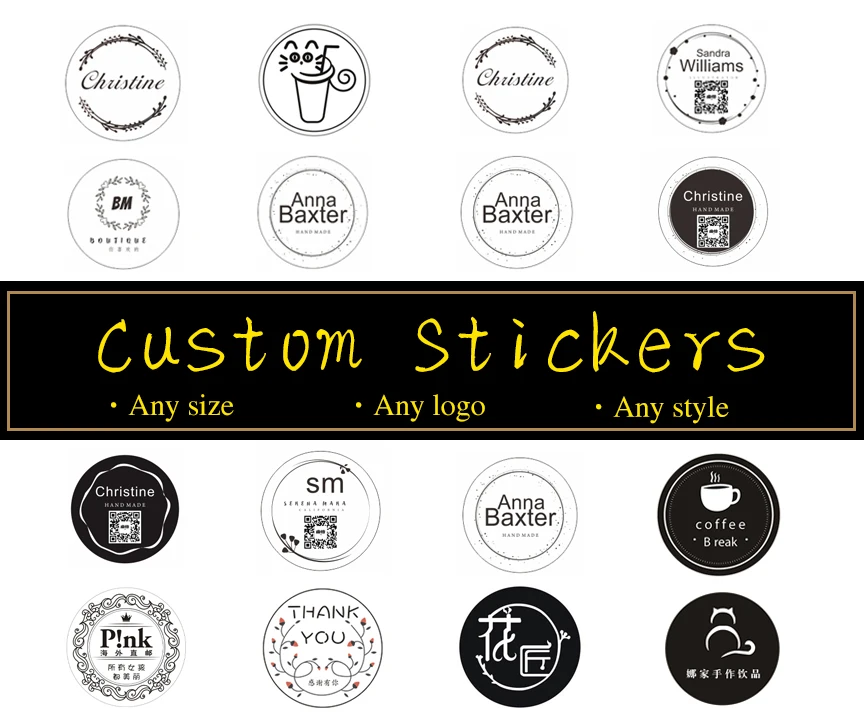 

Custom Stickers,100 Pcs,wholesale 8sizes Personalised,Favors Boxes Labels, Logo, Photo, Wedding circular Sticker