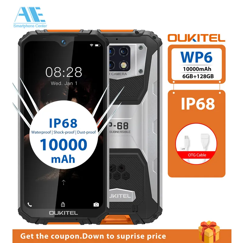 OUKITEL WP6 водонепроницаемый пыленепроницаемый 6G RAM 128G ROM мобильный телефон MT6771T Octa
