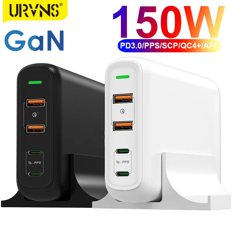 URVNS-cargador USB tipo C Dual, 150W PD QC 4,0 3,0 100 GaN, adaptador de corriente de carga rápida para MacBook Pro, Lenovo, iPhone