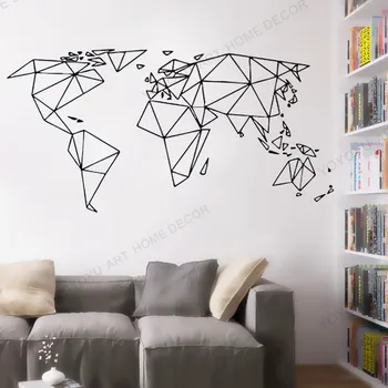 

Removable Vinyl Sticker Mural Decal Art World Map Geometry Wallpaper For Office Bedroom School Wall Decoration Removable rb-60