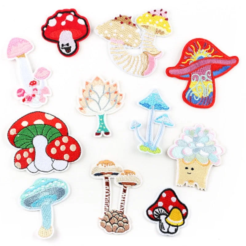 

mushroom patches embroidery patch for clothing backpacks t shirt iron sticker sequin applique aplicaciones bordadas para coser