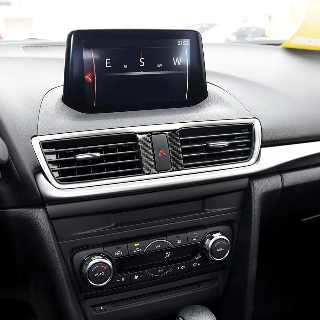 Replacement For Mazda 3 Axela 2013- Car Warning Light Button Panel Cover Trim Carbon Fiber Interior Decor