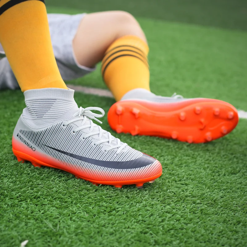 Hot Sale Classical Soccer Shoes Men's Football Boots Sneakers Waterproof High Ankle AG/TF Soccer Cleats Boys Outdoor Sport Shoes - Image 5