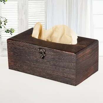 

1PC Wooden Retro Tissue Box Cover Classic Paper Napkin Holder Case House Decor [3]
