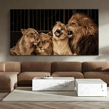 

Lion Family Circus Animal Posters And Prints Painting Art On Canvas Wall Art African Lion Picture For Living Room Decoration