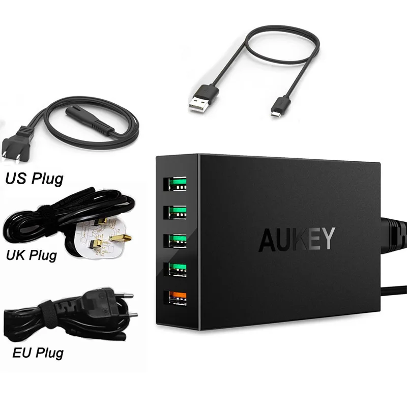 Оригинальное зарядное устройство Aukey для быстрой зарядки PA T15 5 портовое настенное зарядное устройство с быстрой зарядкой 3,0 54W USB зарядная станция|Зарядные устройства| | АлиЭкспресс