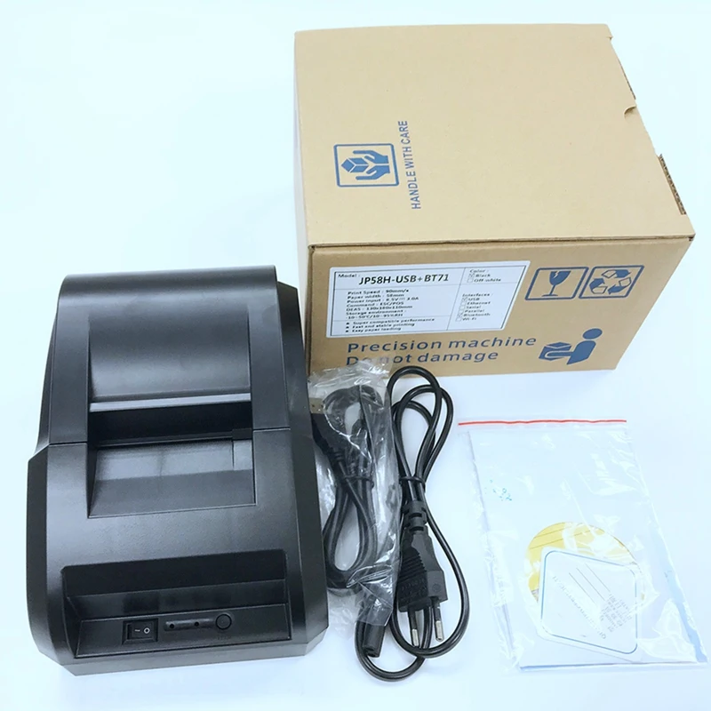 Portable 58Mm Pos Receipt Thermal Printer with Usb Port Low Noise for Windows Printing Bill Receipt Ticket Barcode Eu Plug