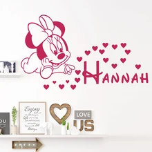 Cartoon Disney Minnie Mouse Love Wall Stickers For Home Decor Living Room Girls Room Nursery Poster Vinyl Mural Wall Art Decals